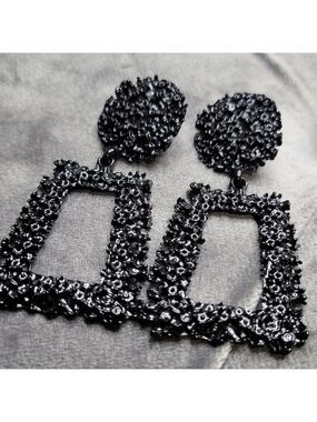Black Coral Textured Earrings